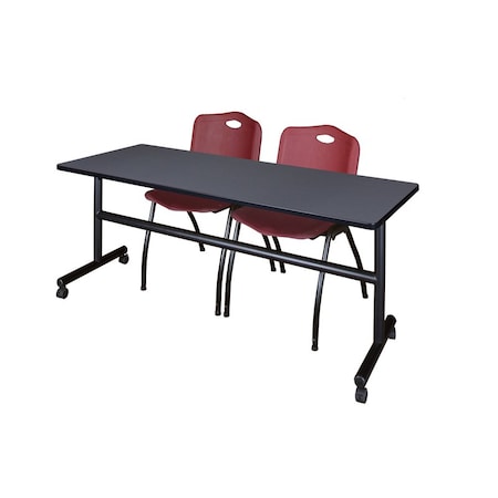 Kobe Rectangle Tables > Nesting Tables > Kobe Flip Top Table & Chair Sets, 72 W, 24 L, 29 H, Grey MKFT7224GY47BY